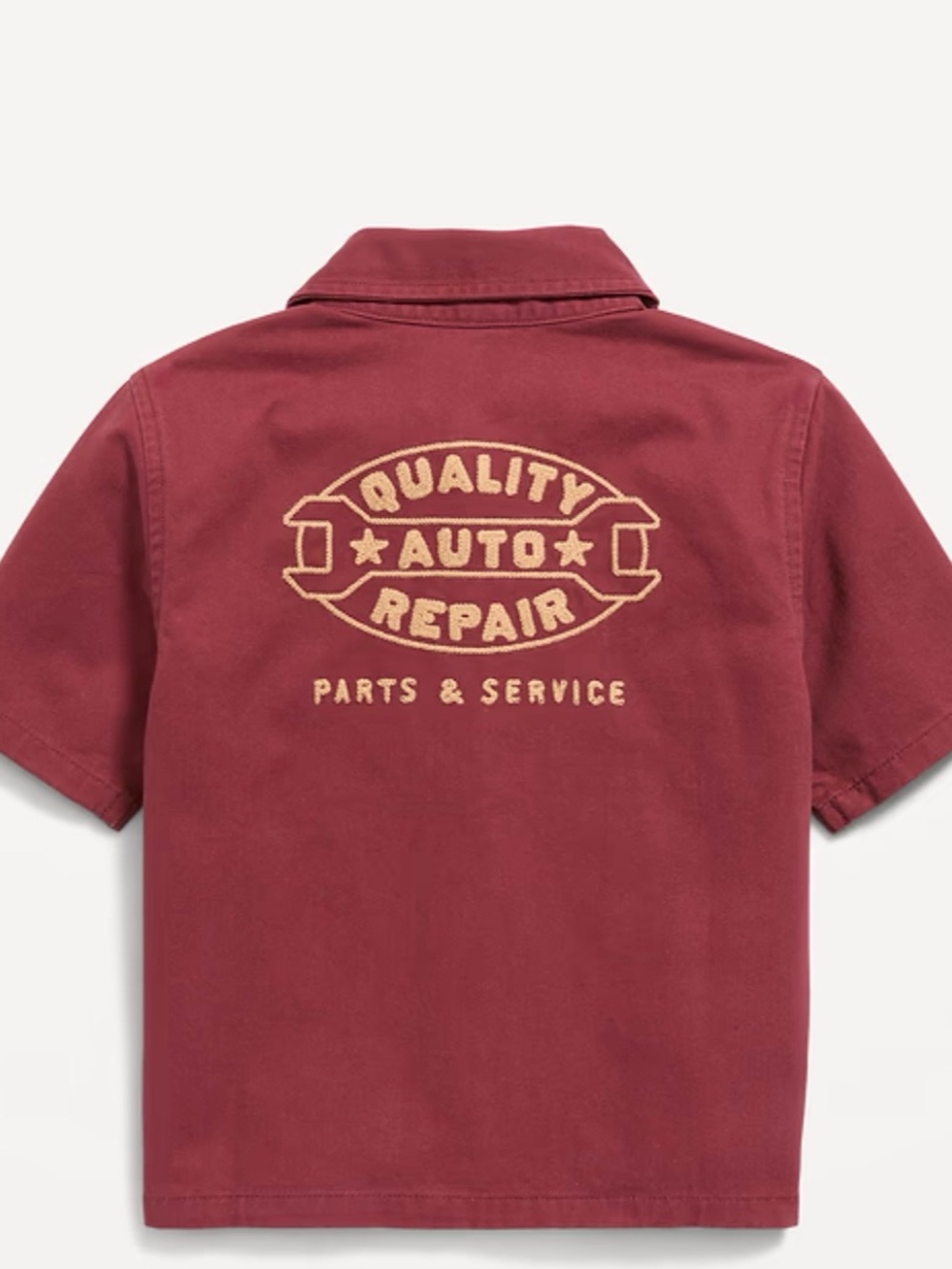 Old navy short-Sleeve Work Shirt in Burgundy Embroidered 5